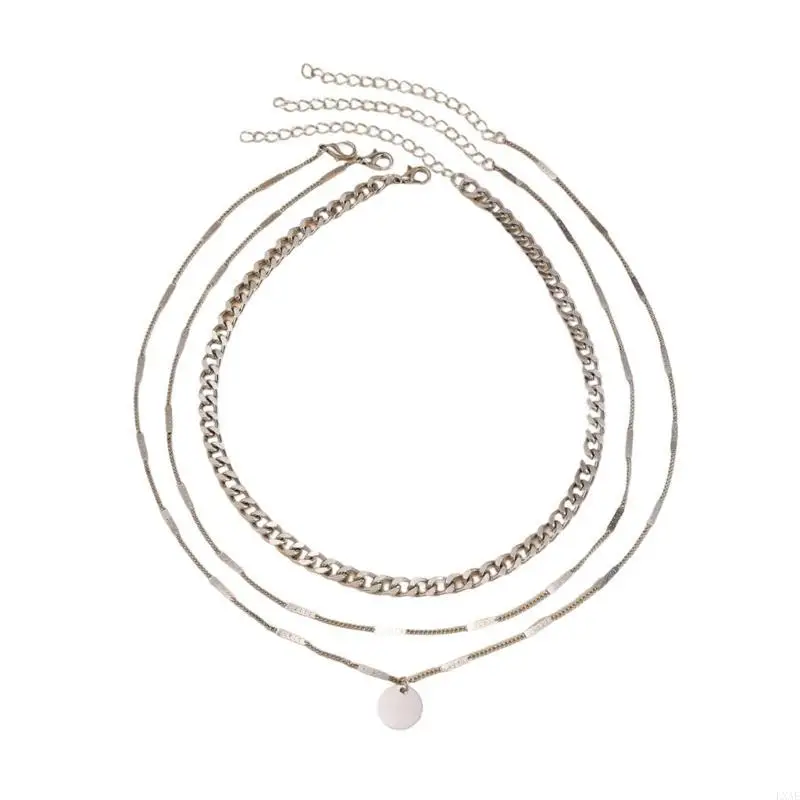  Modern Multi Layer Alloy Necklace Featuring A Combination Of Metal Sequins And Pearls For A Fashion Statement
