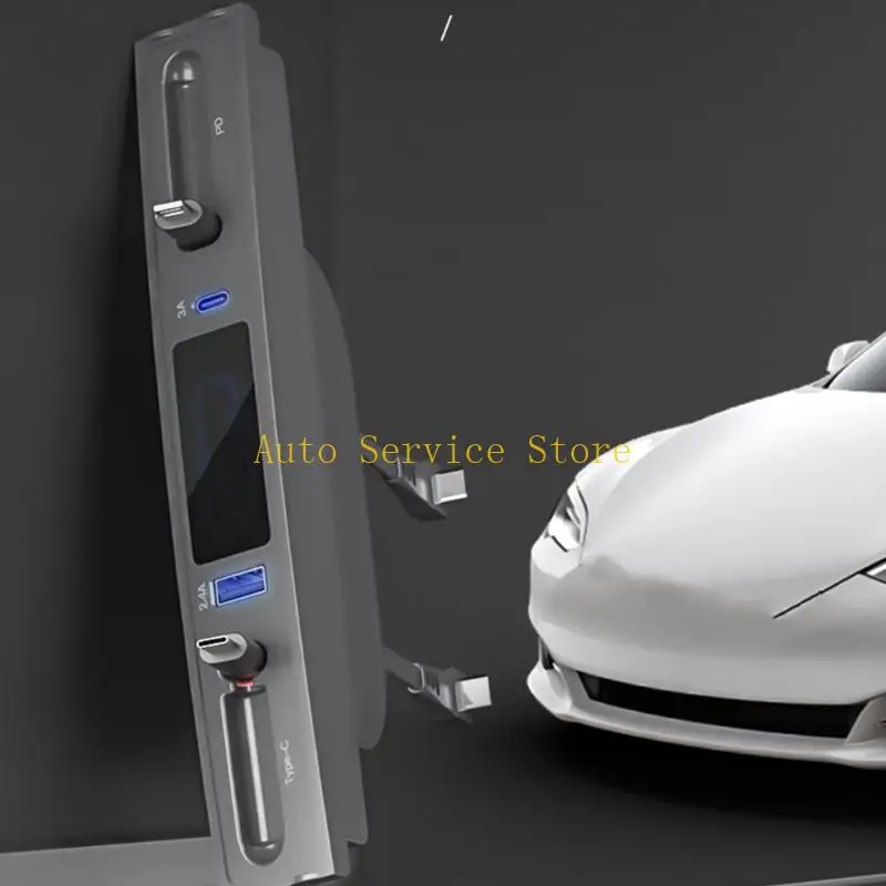 462A For Glovebox USB Hub Ports Charging Data Transfer Adapter Docking Station Retractable Expansion Splitter Parts