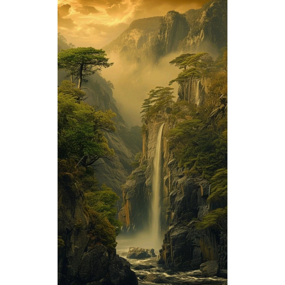 

Canyon Waterfall Scenery 500/1000/1200/2000 PCS Jigsaw Puzzles Family Activity Games for Gameroom Bedroom Home Decor Gift