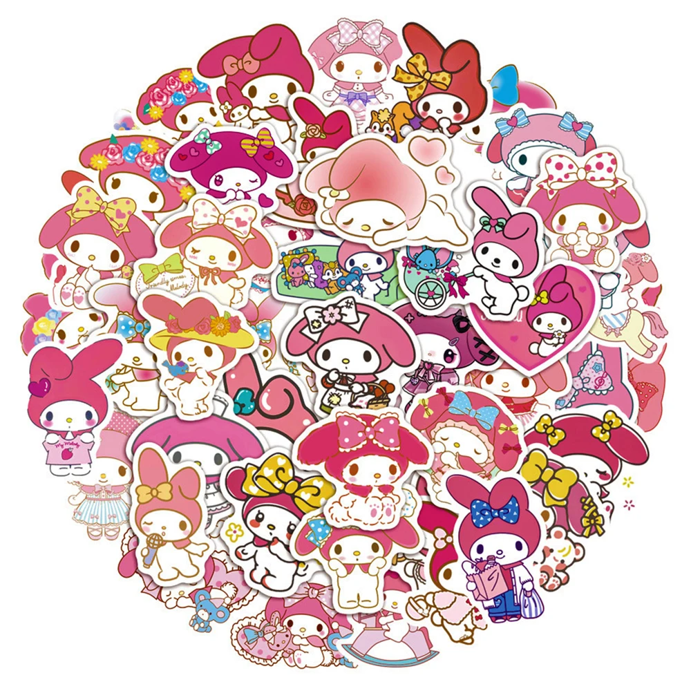 

10/30/50pcs Sanrio My Melody Stickers Kawaii Girls Decals Toy Decorative Scrapbooking Stationery Diary Cute Cartoon Sticker Pack