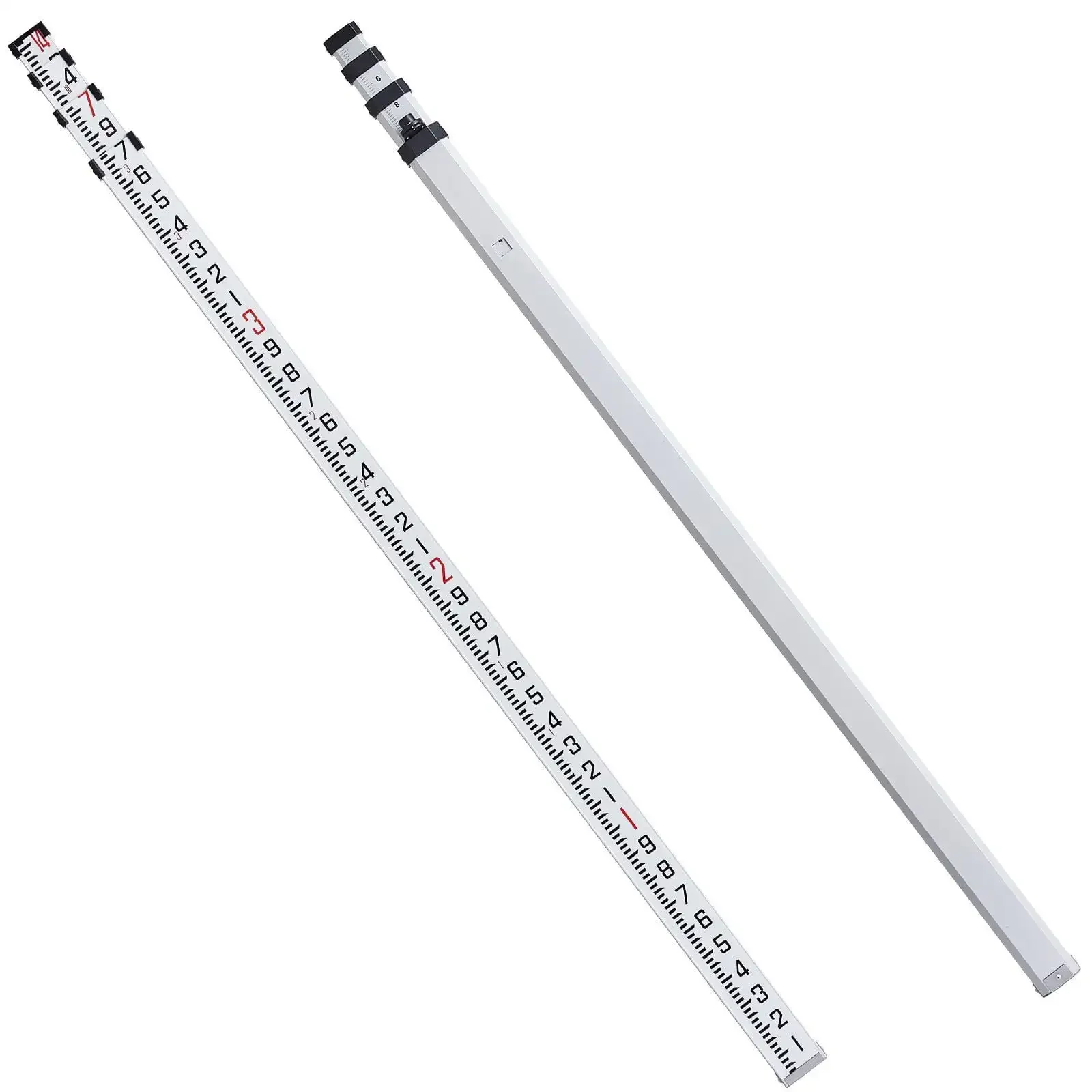 Aluminum Grade Rod, 14-Feet/10ths 6 Sections Telescopic Measuring Rod,Double-Sided Scale 1/10 ft Leveling Rod