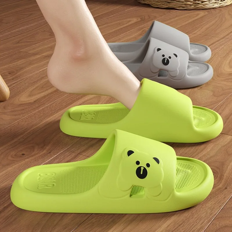 

Eva Soft Sole Cartoon Bear Slippers Women Comfortable Platform Home Slides Woman Summer Non Slip Beach Flip Flops Couple Shoes