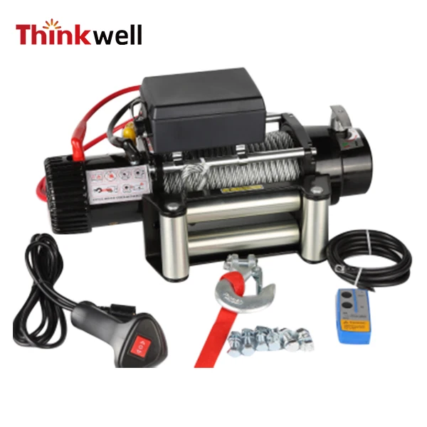 12000lbs 12v 24v 4WD Electric Recovery Winch for Off-Road 4x4 Car with Synthetic Rope 12V 24V Trailer Parts & Accessories