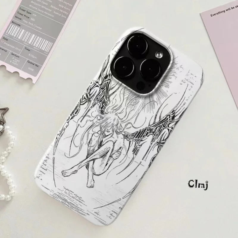 Clmj Cool Angel Phone Case For iPhone 13 12 Mini 11 14 Pro 15 Se 2020 XR X XS Max 7 8 Plus Silicone Phone Cover iPhone Case