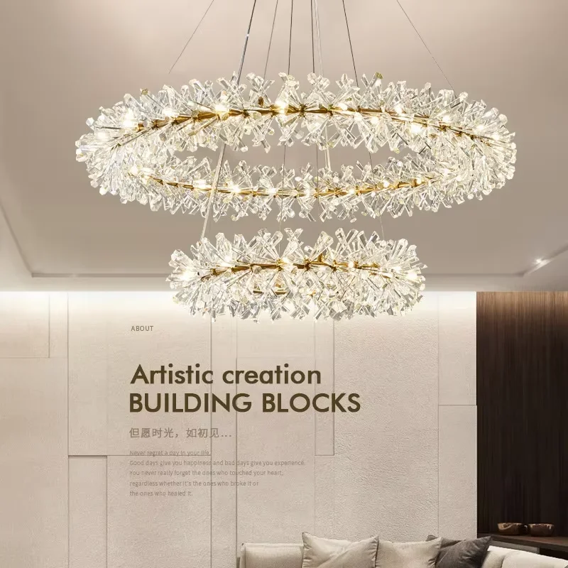 

Gold crystal chandelier lustre ring LED Lamp Modern Luxury luminaire suspension Living Room Decor Restaurant Lighting Fixtures
