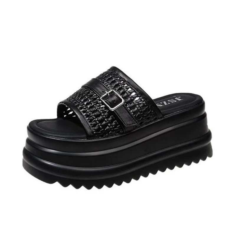 

8CM Women High Platform Slippers Leopard print Thick Sandals Woman Chunky Fashion Summer Flats Casual Beach Slides Zapatos Mujer
