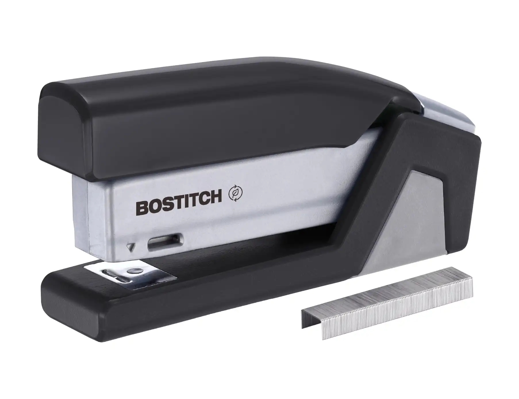 

Bostitch Office InJoy Compact Eco-Friendly Stapler, 3-in-1, Reduced Effort, Half Strip, Jam-Free, 20 Sheet Capacity, Black