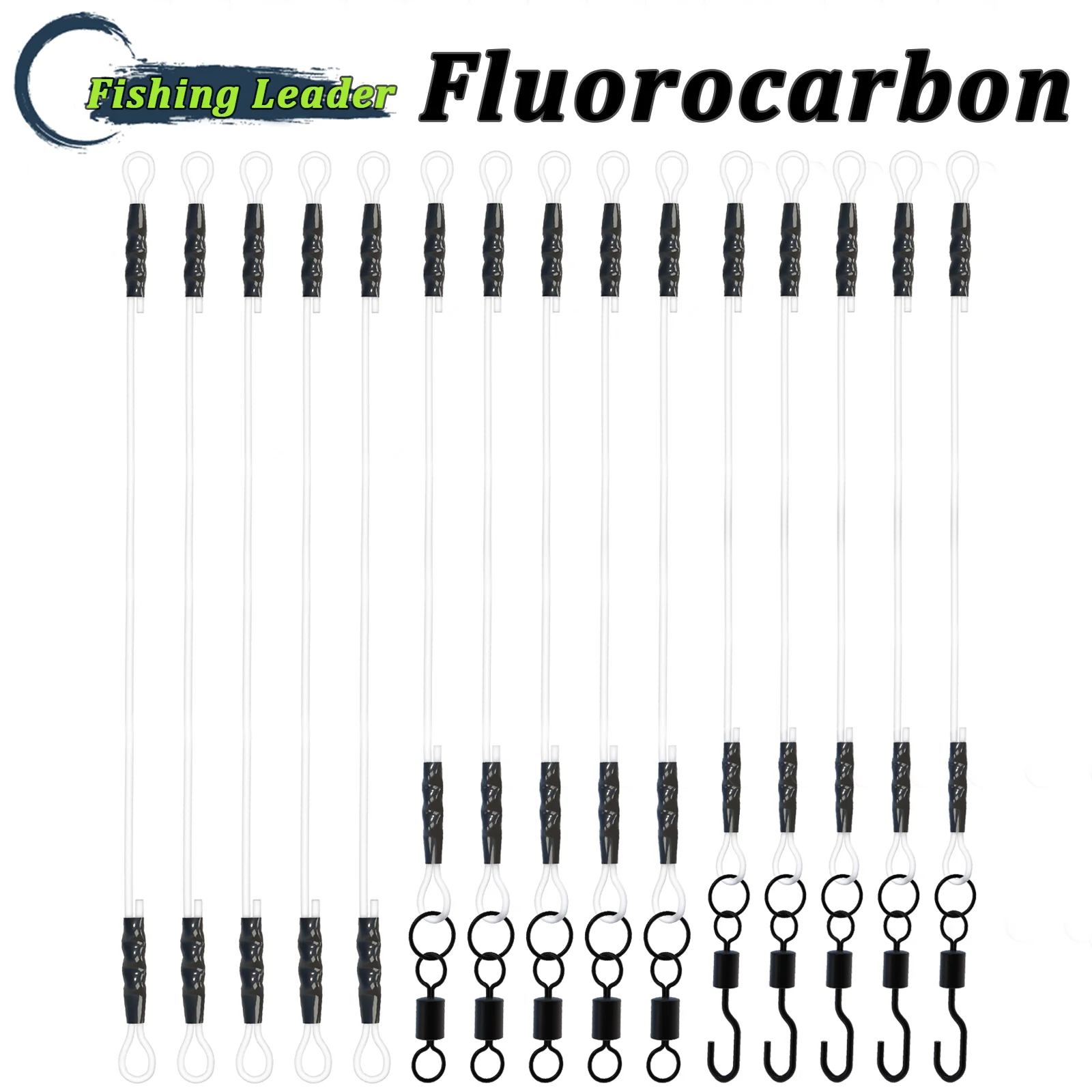 10/15 Stück 15CM 35LB Vorgefertigte Fluorocarbon-Karpfenschnur Schnell Sinkend Unsichtbar Langlebig Geringer Dehnungsgrad Anti-Tangle-Hülle Karpfenangeln