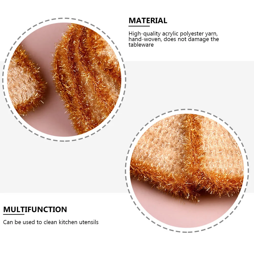 

6pcs Kitchen Scrub Towels Non Scratch Dish Cloth Cleaning Pot Sponge Multi Functional Yellow Scouring Pad Practical Water
