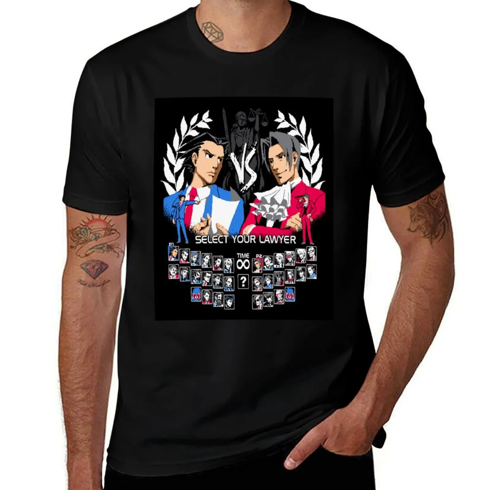 Ace Attorney - T-shirt de jeu de combat avec impression Street Art