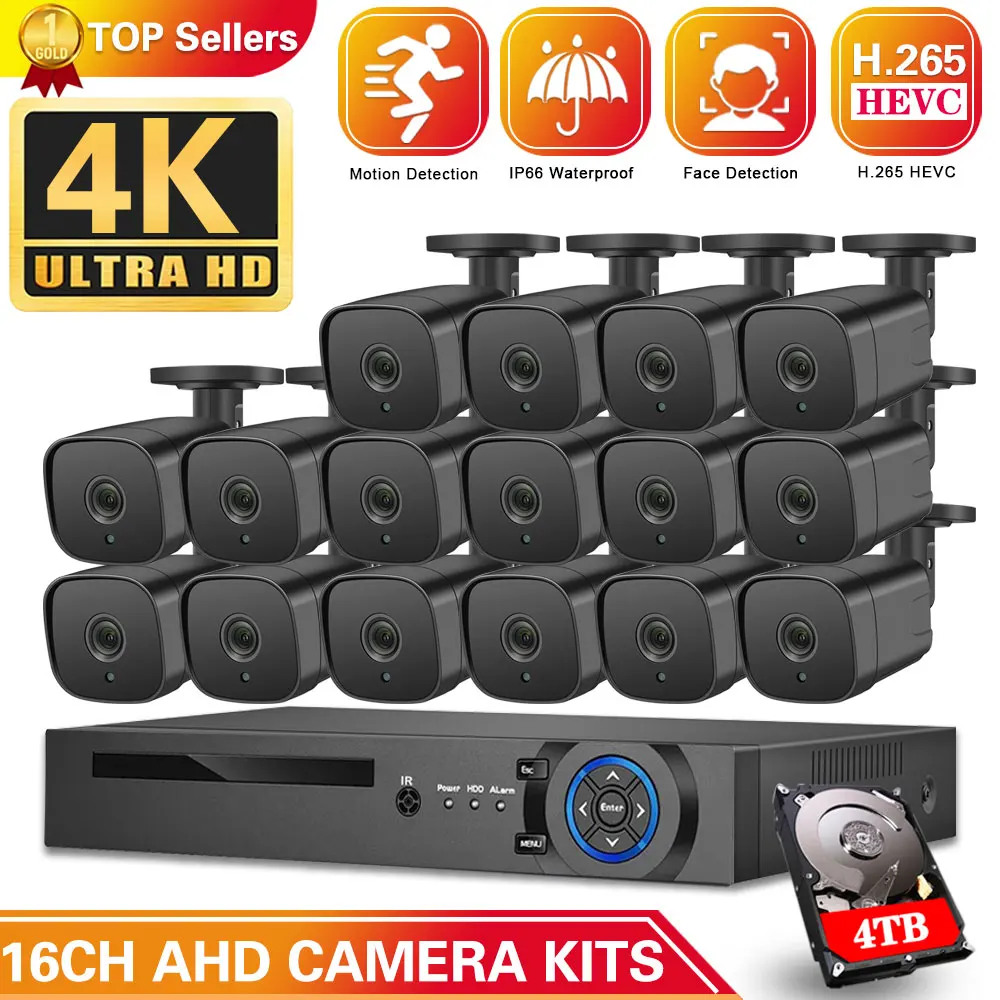 

16CH CCTV Face Playback 8MP H.265 Outdoor Surveillance Kit 8.0MP IR Security Camera Video Surveillance System 4K 16ch DVR Kits