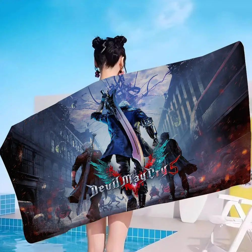 Game D-Devil M-May C-Cry Microfiber Printed Beach Towel Mountain Climbing Yoga Beach Swimming Running Absorbent Soft Towel