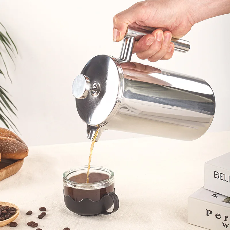 

Full Stainless Steel French Press Coffee Maker Durable Double Walled Insulated Coffee Press Keeps Drinks Hot for Rich Flavor