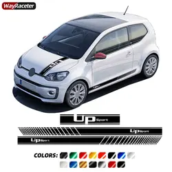 3 Pcs Car Hood Decal Racing Sport Door Side Stripes Skirt Stickers For Volkswagen VW UP GTI Cross E-Up Accessories