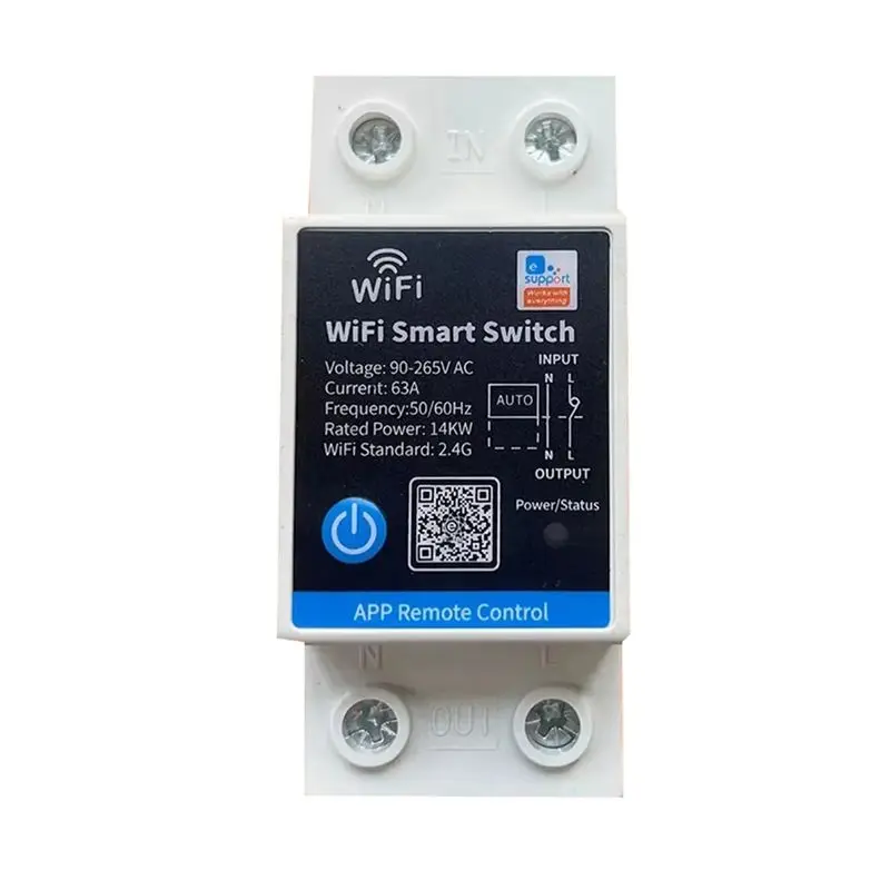 QWE-63A Smart Switch Relay Ewelink APP Remote Control Timer Din Rail 2P Smart Switch Works With For Alexa/Google/Salute