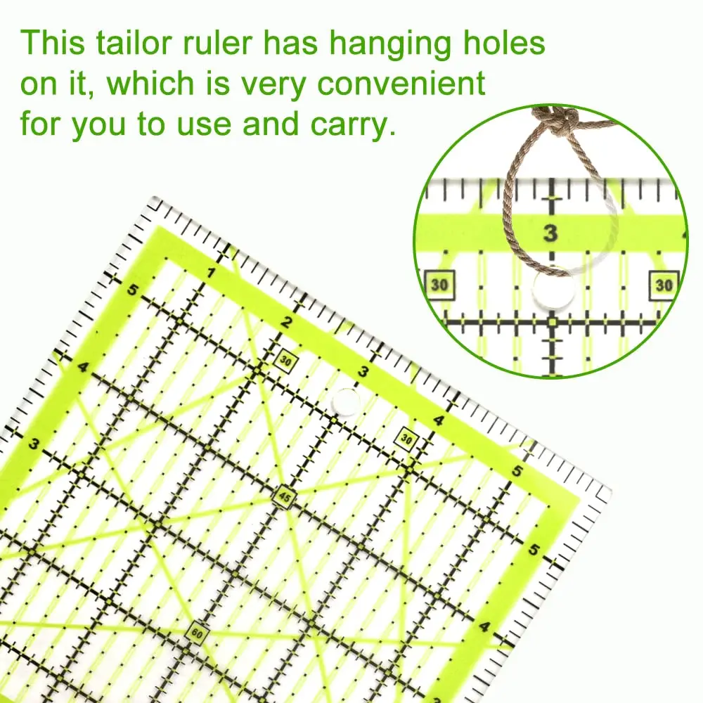 4.5/6 Inch Acrylic Quilter Rulers Transparent Sewing Ruler Square Patchwork Rulers Fabric Quilting Ruler for Measuring Cutting