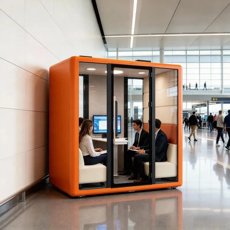 Modular Sound Isolation Booth Acoustic Cabin Mobile Assembly For Co Working Space Private Meeting Room