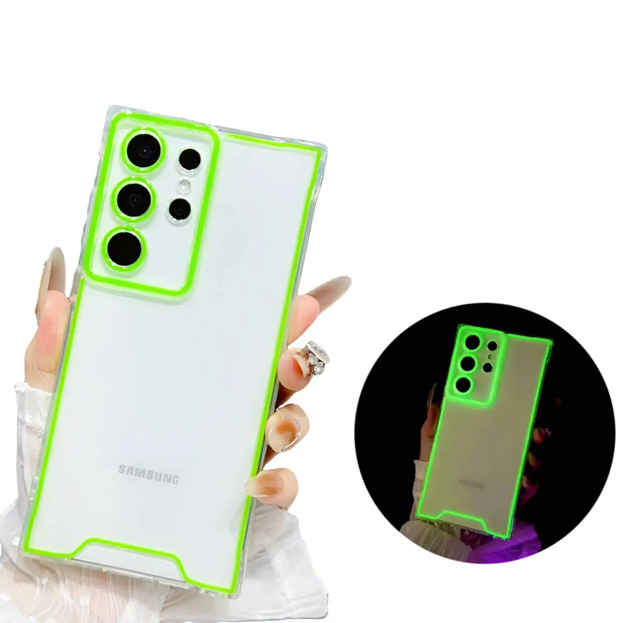 

Luminous Neon Transparent Soft Case For Samsung Galaxy S21 S22 S23 S24 Ultra Plus Silicone