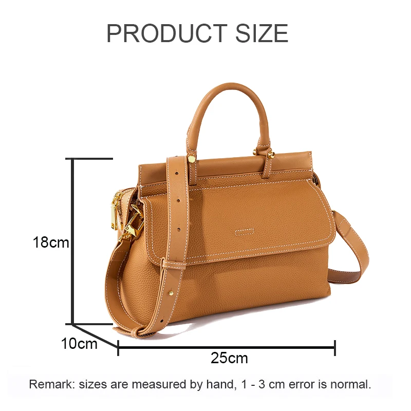 New Genuine Leather Women Bag Lady Commuting Large Capacity Shoulder Messenger Briefcase Female Solid Color Crossbody Handbag