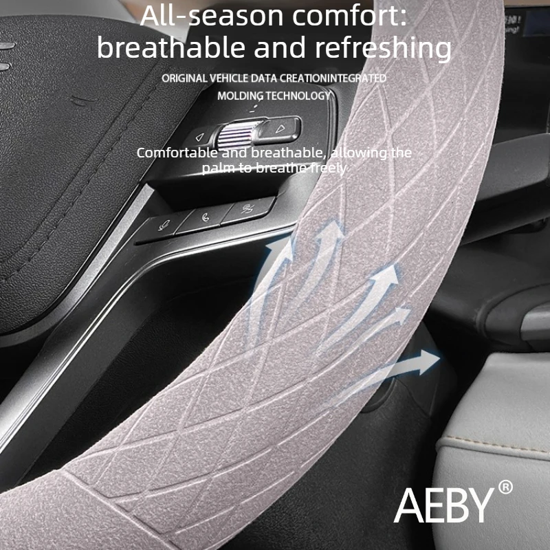 

For BYD ATTO 3 Smart Driving Editio 2022-2025 Sport Style Steering Wheel Cover,suede steering,Non-Slip & Sweat-Proof,interior