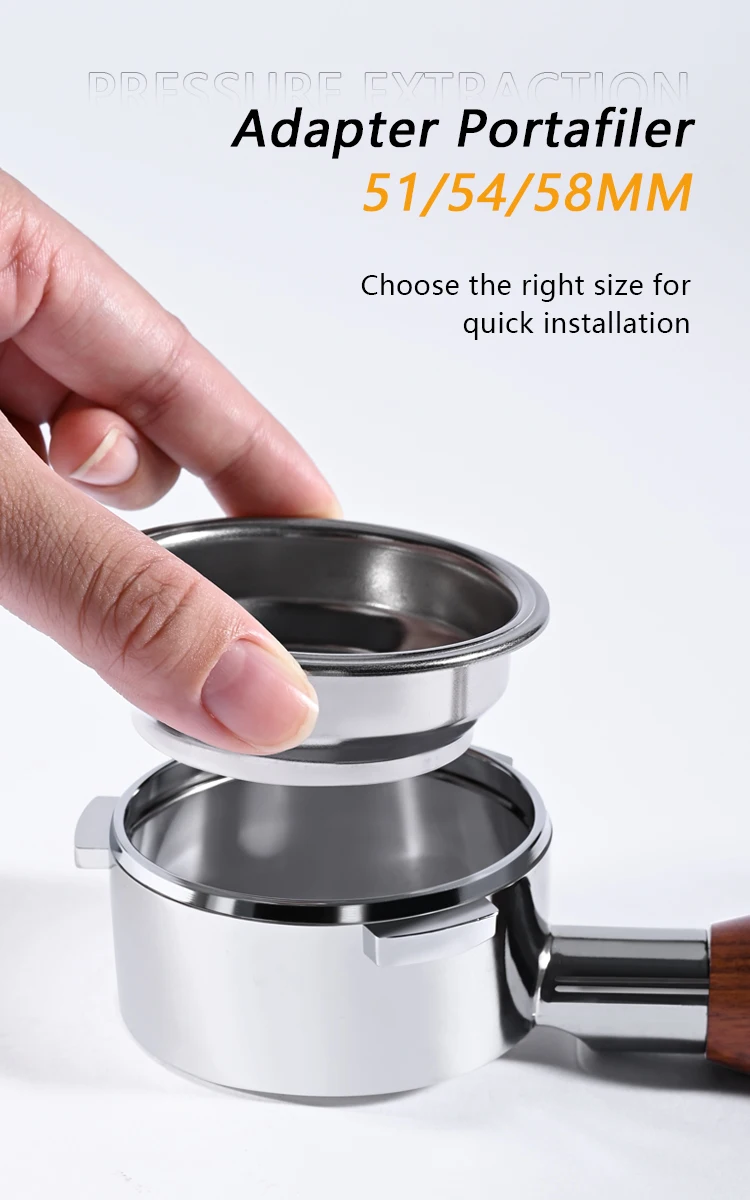 51MM/54MM/58MM Druckbeaufschlagter 1-Loch Kaffeefilterkorb für Einzel-/Doppelportionen, Passend für Edelstahl-Siebträger, Espresso-Kaffeezubehör – Detail 8