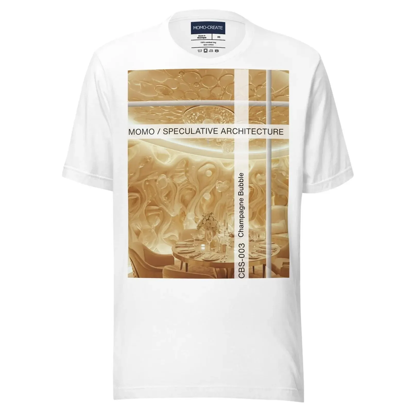 MOMO CREATE Speculative Architecture T Shirt Champagne Bubble Salon Futuristic Parametric Design Casual  vintage Washed Soft