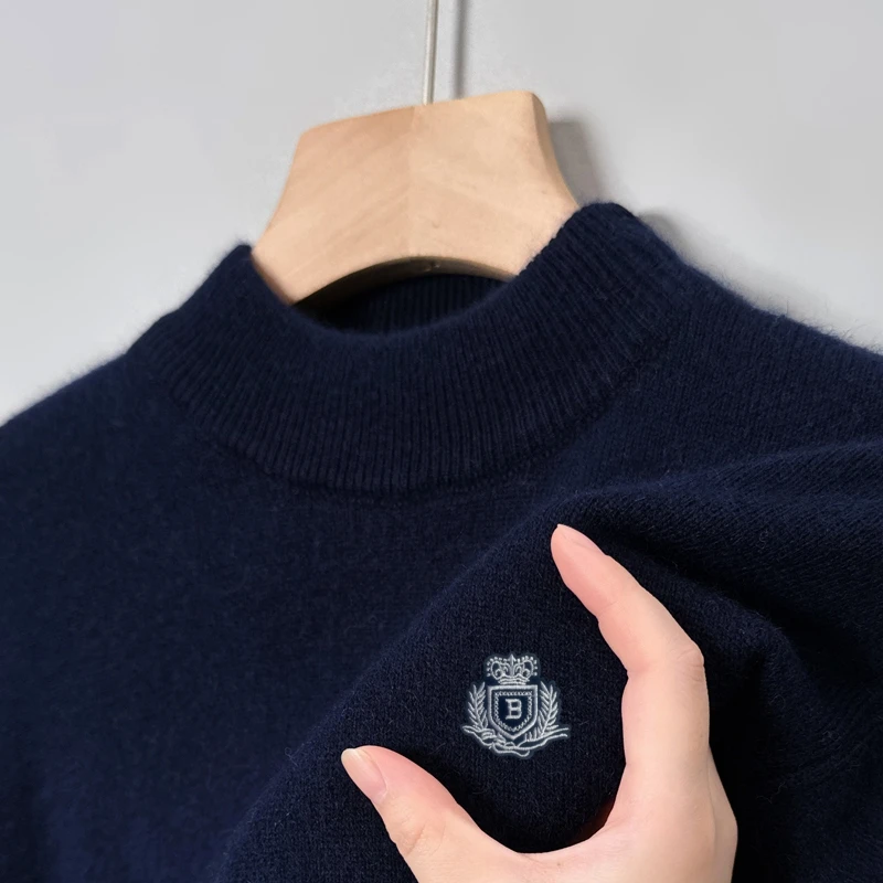 

New Brand Men's Knitted Wool Sweater O-Neck Letter Pattern Embroid Pullover Winter Warm Soft Versatile Exquisite Men's Clothing