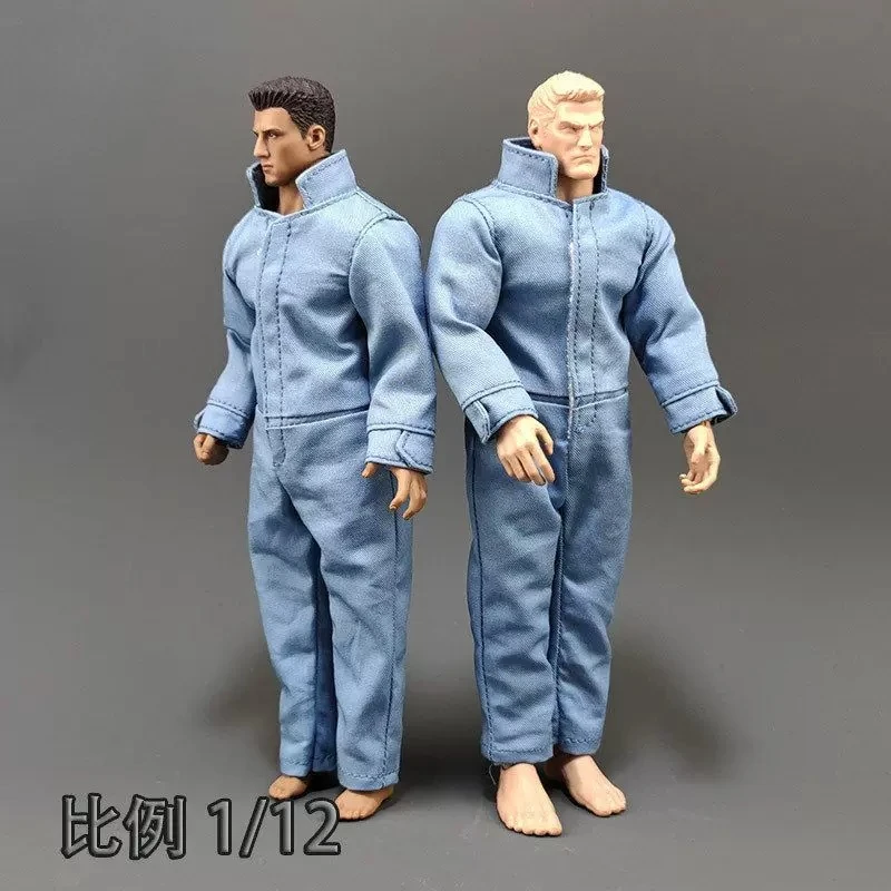 

1/12 Scale Soldier Movable Toys Blue Jumpsuit Clothes Model for 6-inch Action Figures 15cm Body Decor