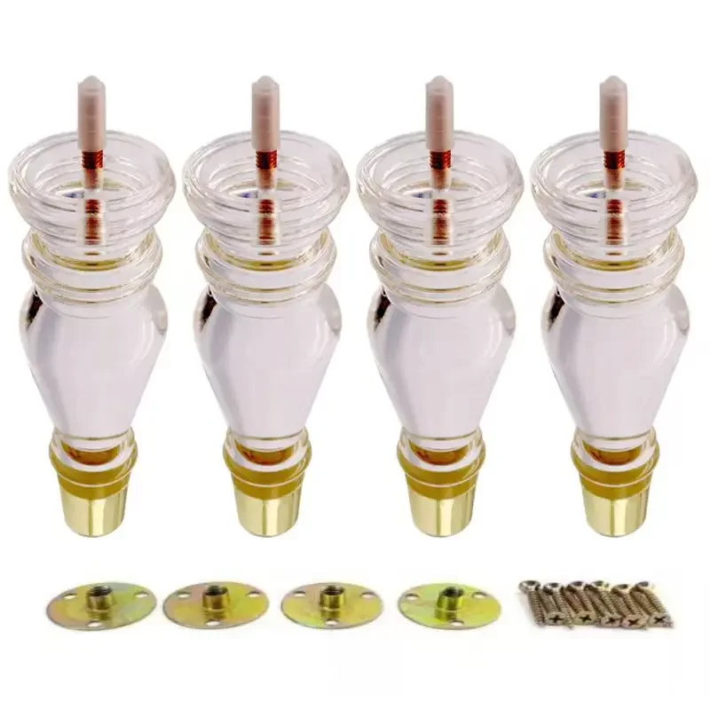 5.9inch Acrylic Clear Furniture Legs Replacement Sofa Couch Feet Mid Century Decor for Cabinet Dresser Home DIY Legs Set of 4