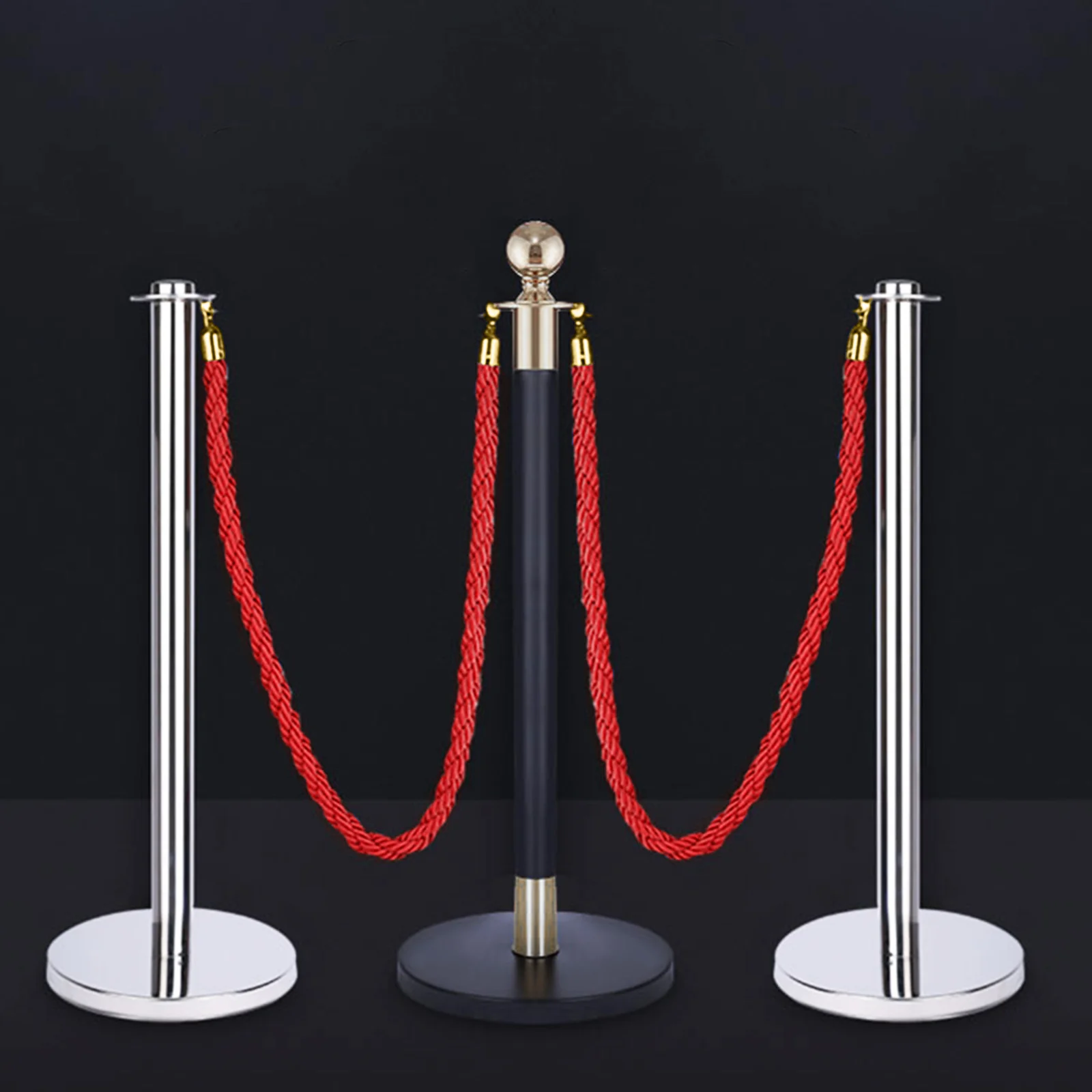 

1Pcs Bright Red Guardrail Lanyard Heavy Duty Isolation Rope for Business Party Home Safety Strong Load Bearing Snap Hooks