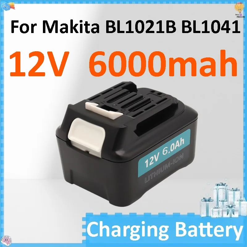 

12V 6000mAh Li-ion Rechargeable Battery for Makita BL1021B BL1041, Suitable for Electric Drills and Other Electric Tools