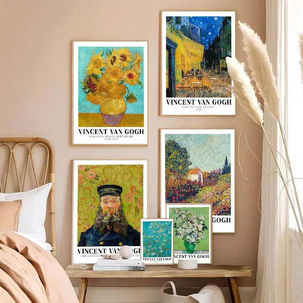 V-Van Gogh Art طباعة وملصقات ذات نوعية جيدة غرفة عتيقة ديكور المنزل مقهى لوحة جدارية فنية جمالية #6