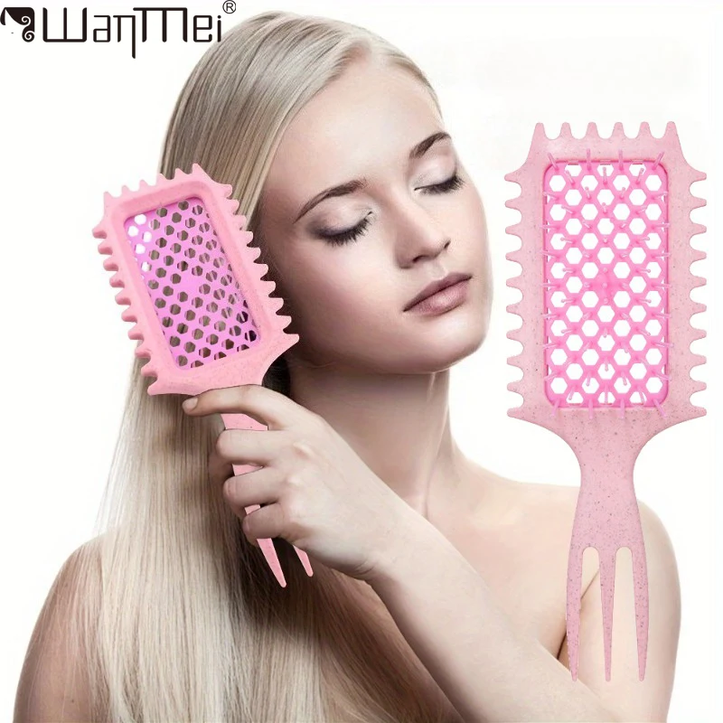 WANMEI 3 in 1 Curl Styling Brush Hollow Out Detangling Hair Brush Tangled Comb Hair Wet Dry Curly Hollowed Mesh Message Combs