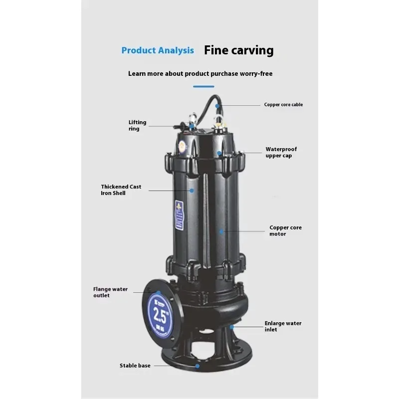 11KW 380V Cast Iron Industrial Sewage Pump Automatic Drainage Pump For Sewer Pond Mud
