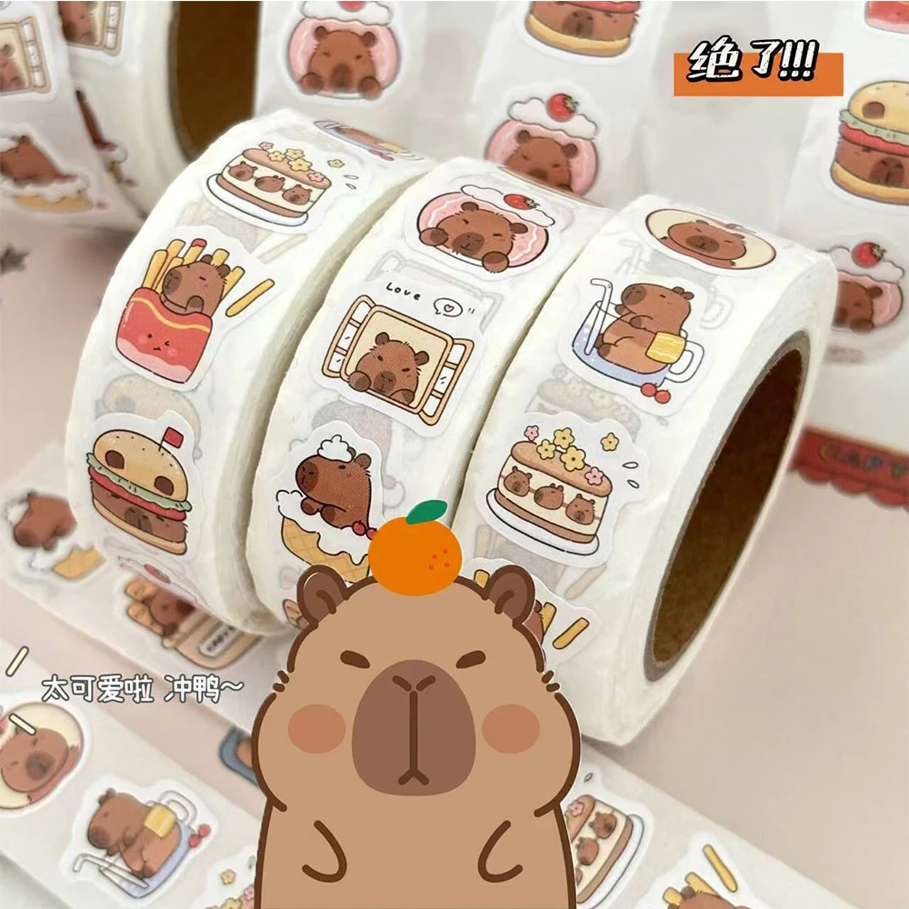 

500pcs/Roll Capybara Sealing Label Stickers Cute Animal Waterproof Decals for Scrapbook Laptop Bike Funny Decoration Sticker Toy