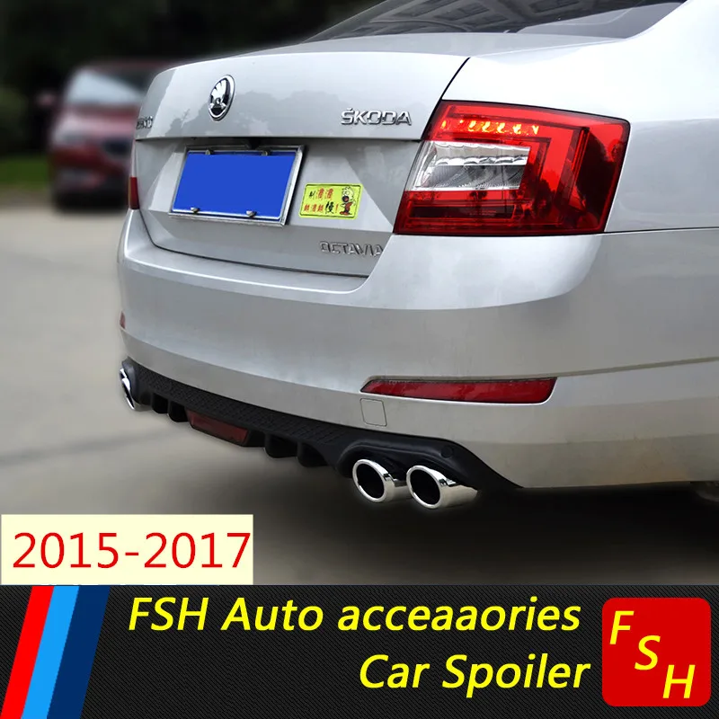 For Skoda Octavia A7 2015 2016 2017 Rear Bumper Diffuser Lip Spoiler Accessories Body Kit PP Plastics Material