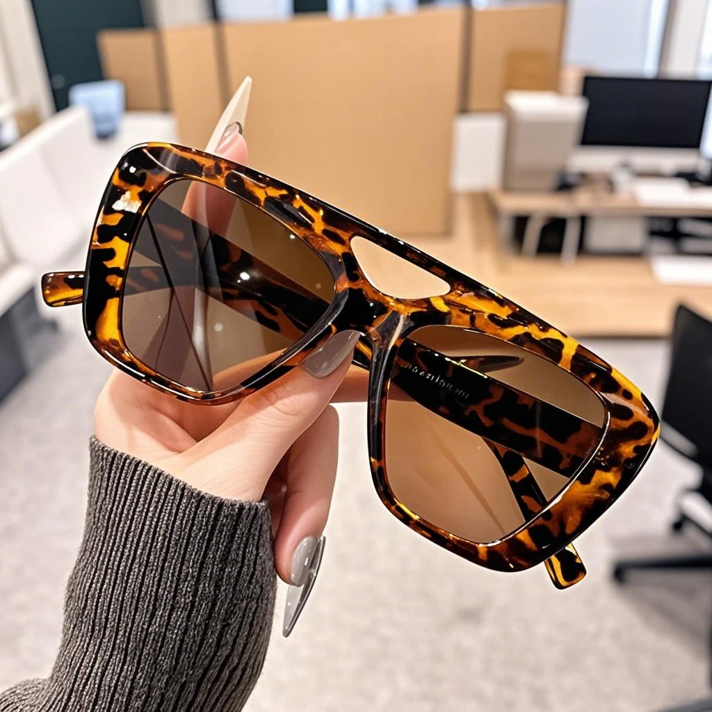 

Summer New Large Frame Double Beam Sunglasses High Texture Fashionable Personalized Outdoor UV400 Protection Sunglasses