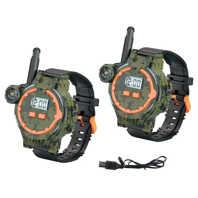 Outdoor Walky Talkies Interactive Rechargeable Walkie Talkie Watch Energy-Saving Portable Walky Talky Green Interphone Toy With