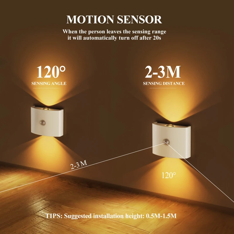 

Rechargeable wireless wall light, wireless, punch-free, bedside ambient light, bedroom night light, stair sensor lamp home decor