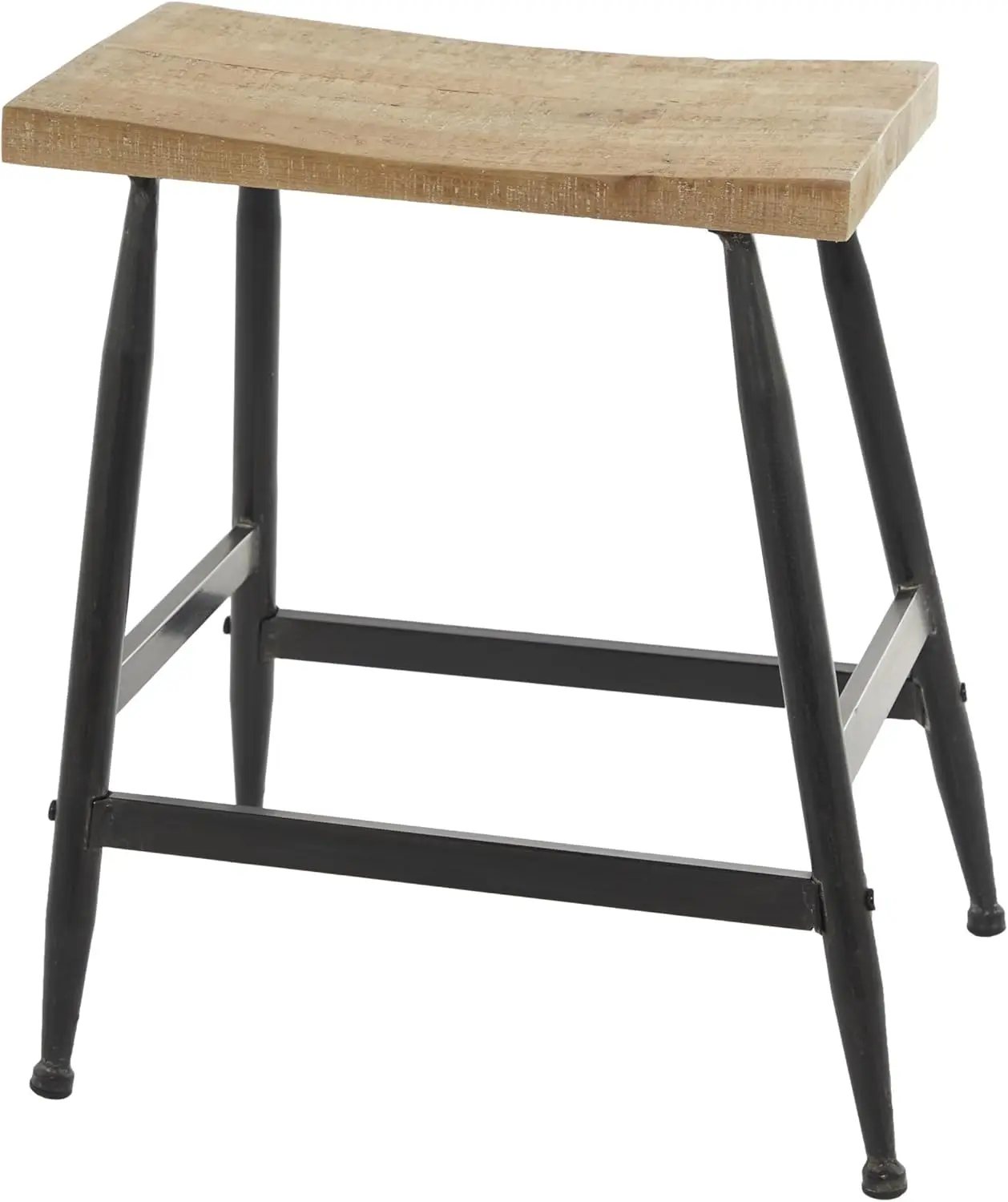 

Metal Counter Stool With Brown Wood Top, 18"" X 13"" X 19"", Black