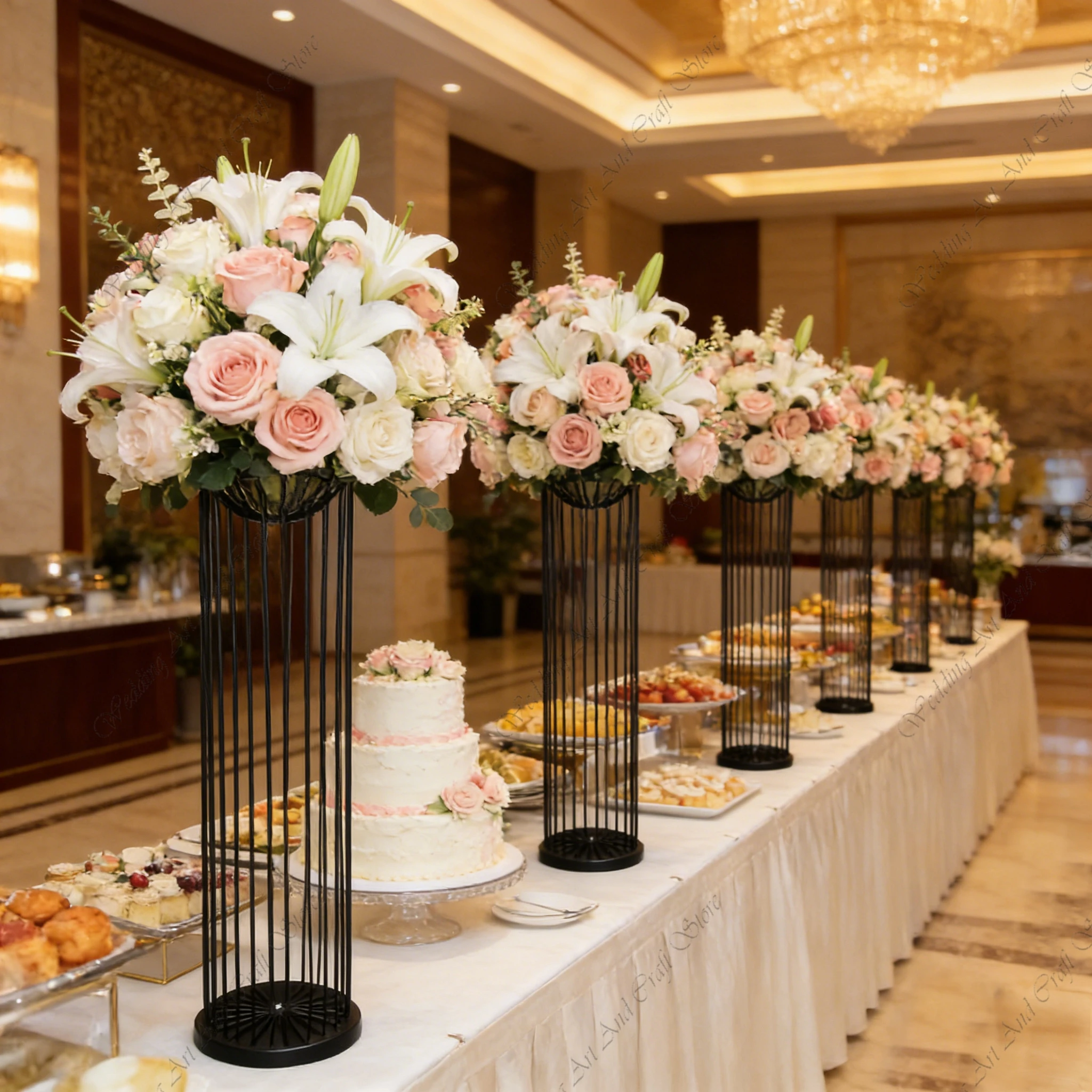 

4pcs f30 100cm Black White Flower Pot Stand Wrought Iron Plant Container Wedding Centerpiece Candelabra Walkway Props ivy811