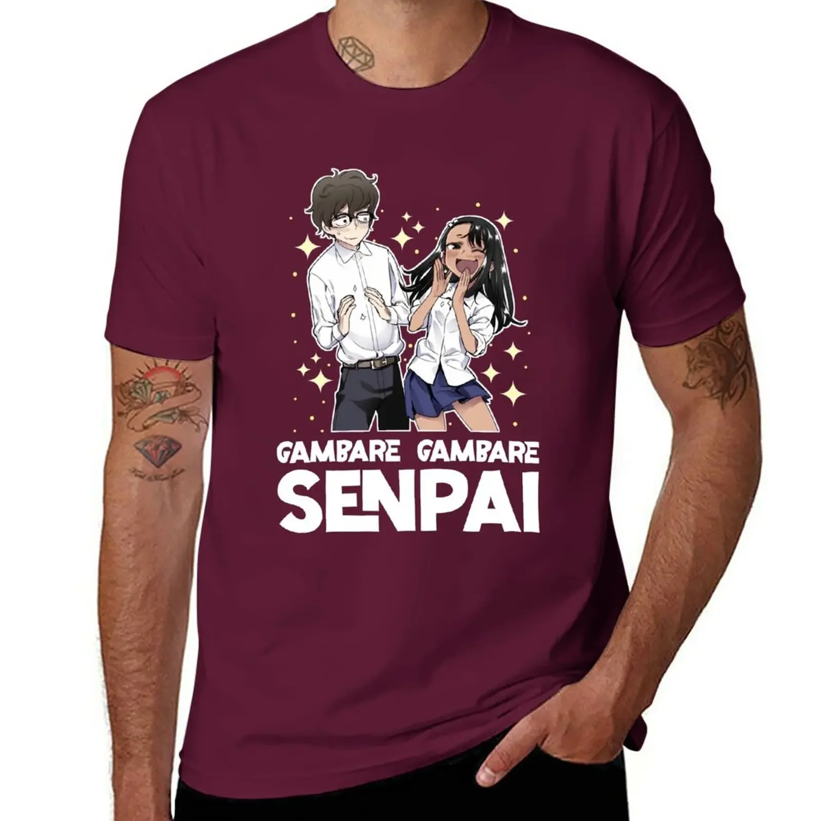 2024 aesthetic men t shirt New Nagatoro - Gambare Gambare Senpai T-Shirt short sleeves pure cotton tops casual streetwear