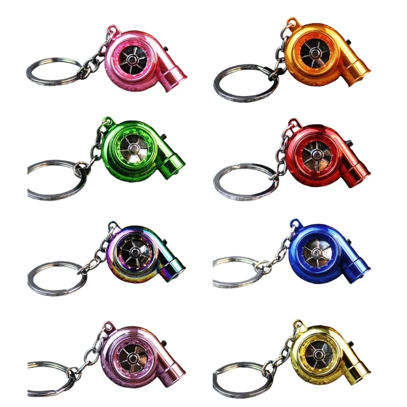 LED Illuminated Turbines Keychain with Colorful Lighting Creative Key Ornament Metal Texture for Night Use and Outdoor