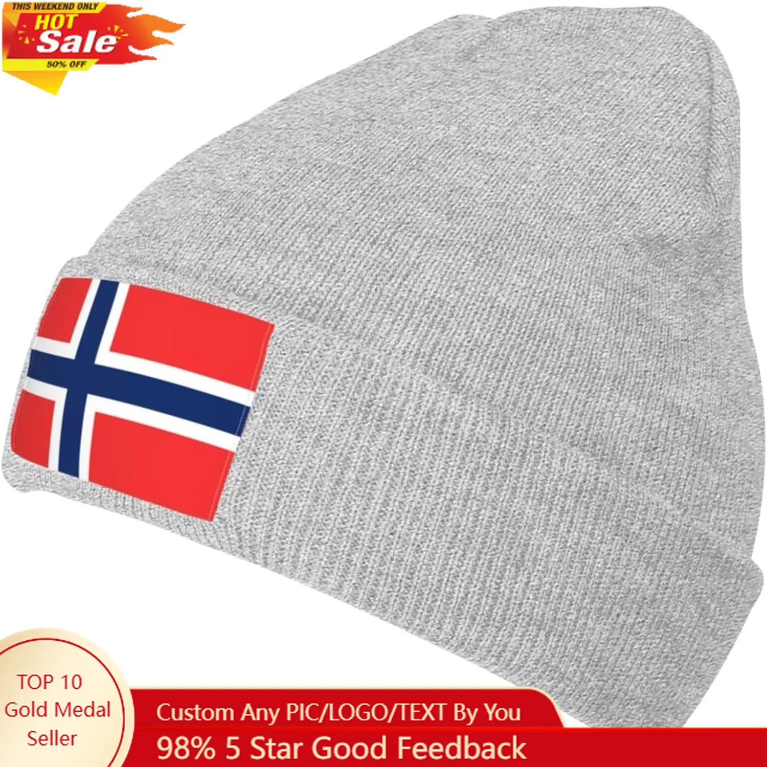 

Flag of Norway Knit Beanie Winter Hats for Men and Women Knitted Cuffed Skull Cap Acrylic Daily Beanie Hat