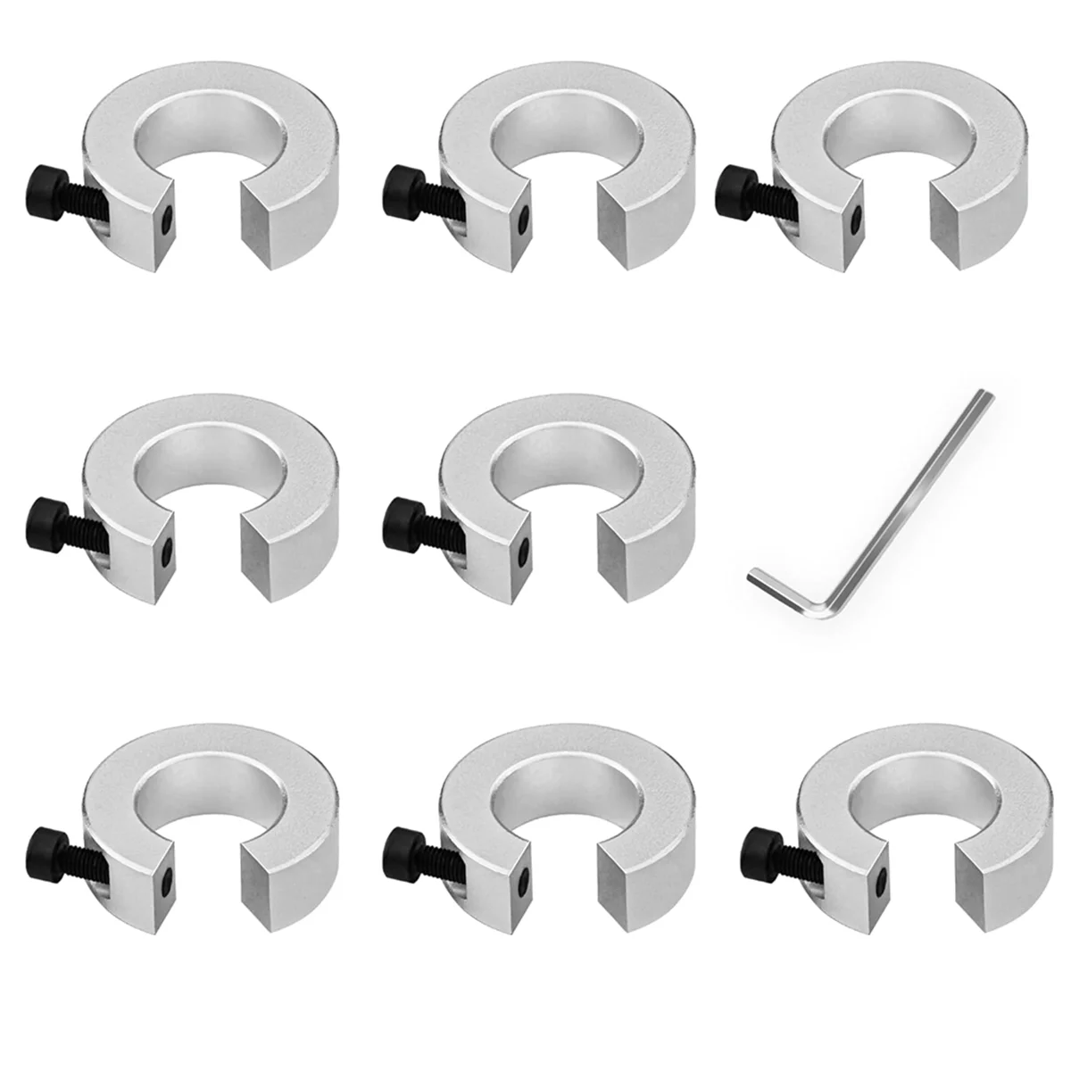 SBR20 Shaft Limit Fixing Rings 8Pcs SBR20 Linear Rail Stop Collars Aluminum Alloy Shaft Limit Fixing Rings with Wrench Linear Ra