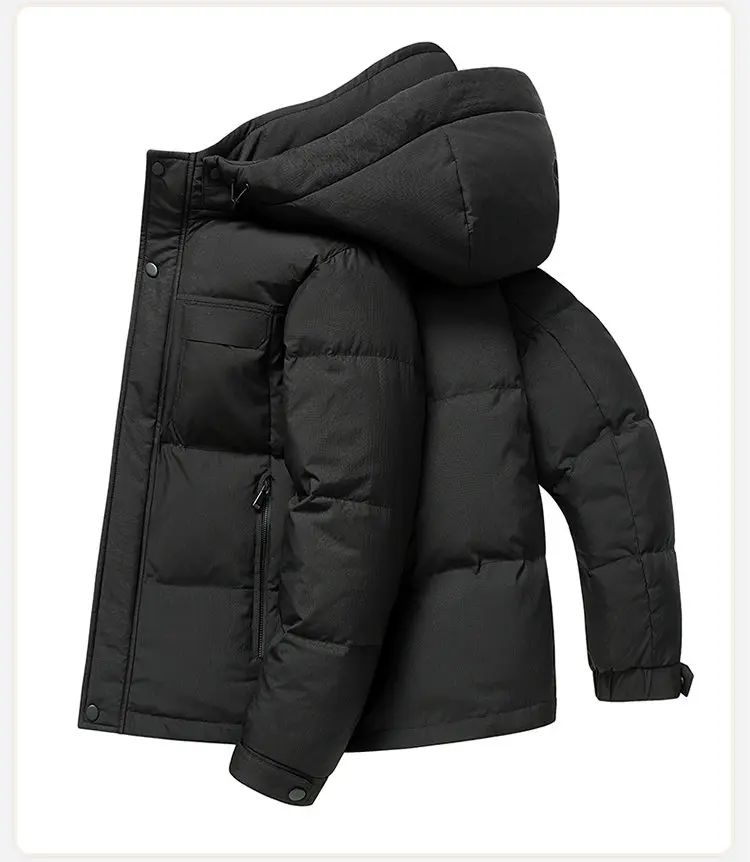 2026 Winter Herren Casual Warme Kapuzen-Daunenjacke Streetwear Oberbekleidung mit abnehmbarer Kapuze, lockere, dicke, wattierte Jacke – Detail 13