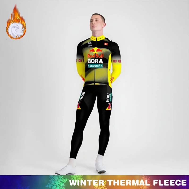 

Cycling Jersey Man Winter Thermal Red Bull Jumper Fleece Men's Pants Clothing Maillot Biking Clothes Bib Outfit 2025 Termal Set