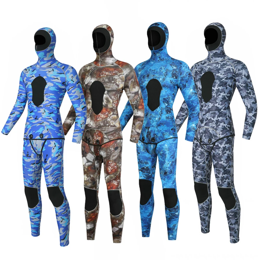 

New 3mm Camouflage Wetsuit Spearfishing Suit Diving Long Sleeve Fission Neoprene Submersible Diving for Men Keep Warm Tops Pants