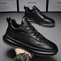 Men Sneakers 2024 Men's Business Leather Shoes Soft Shoes Comfortable Casual Shoe Men Autumn Solid Black White Chaussure Hommes