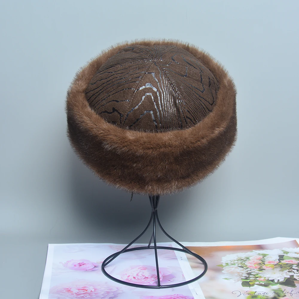 2024 False Fur Fashionable Brand Caps False Mink Fur Hats For Women Warm Russian Winter Hat Luxurious False Mink Fur Cap